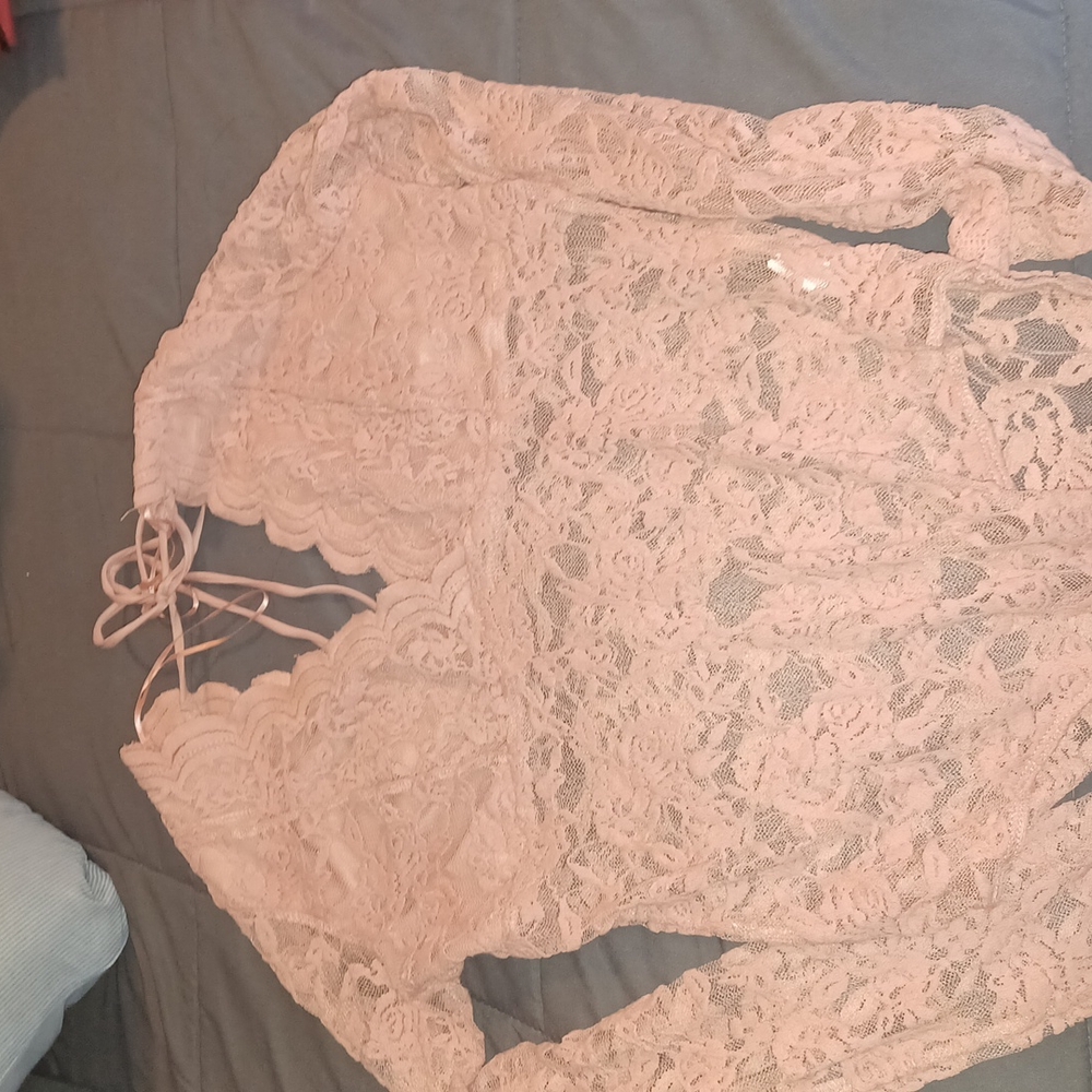 Pink lace bodysuit